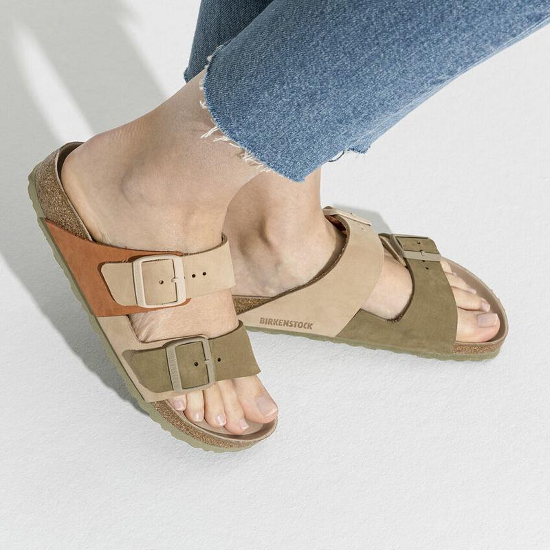 Birkenstock Split Hex Nubuck Arizona Dame Khaki | DK 94VRW